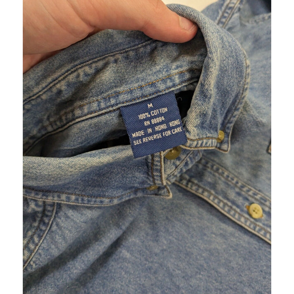 Hard Rock Cafe Men Size M 100% Cotton Blue Button Up Denim Shirt ST LOUIS - Picture 6 of 9